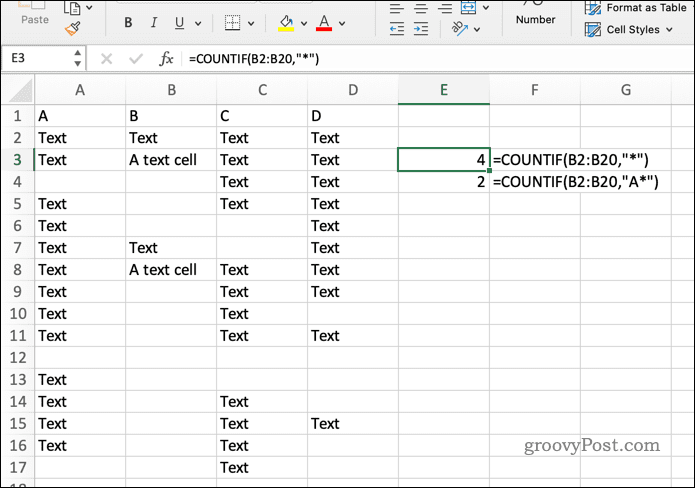 COUNITF formel i Excel