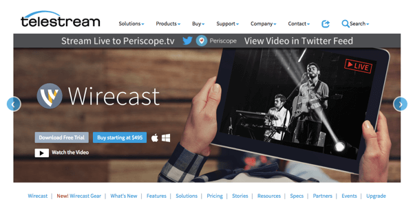 Med Wirecast kan du sända till Facebook Live, Periscope och YouTube.