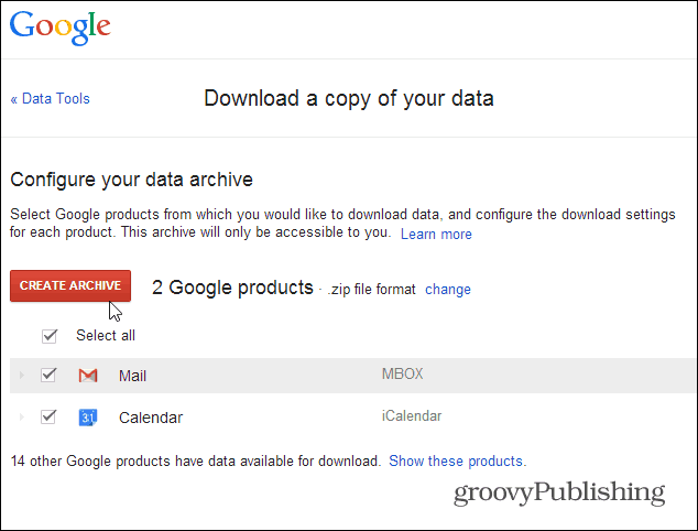 arkivera gmail-data