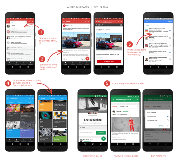 google plus android app uppdatering