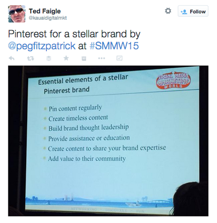 tweet från peg fitzpatrick smmw15 presentation