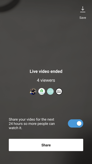 Dela enkelt din livevideo som en omspelning till dina berättelser.