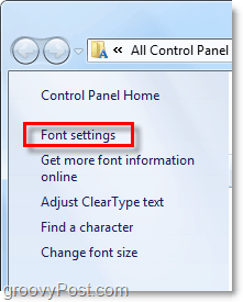 justera teckensnittinställningarna i Windows 7 