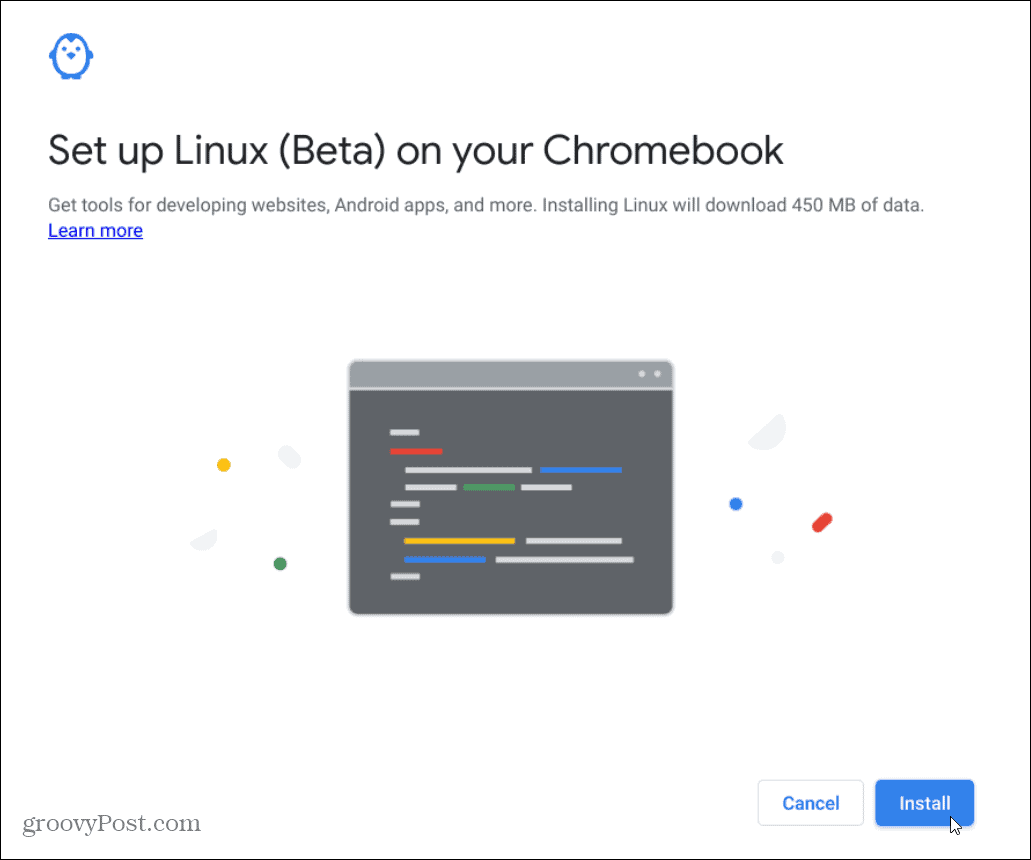 installera Linux Chromebook