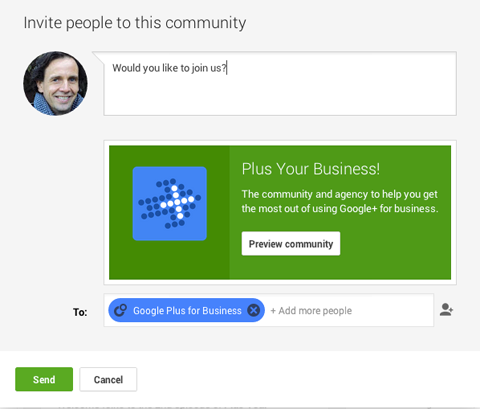 google plus community-inbjudan