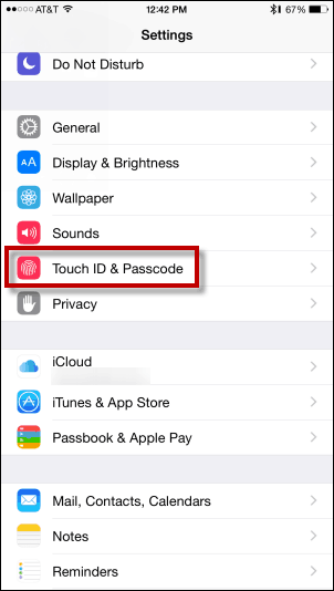 Tryck på Touch ID & Passcode - Lägg till fingeravtryck i Touch ID