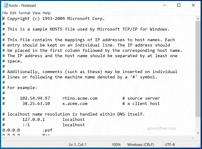 Windows 10 HOSTS-filen