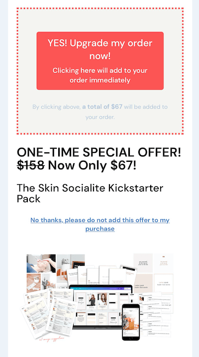exempel på ett instagram-försäljningserbjudande på $ 67 för deras kickstarter-paket