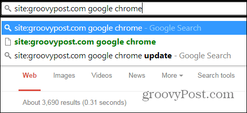 Chrome söker bara efter en webbplats