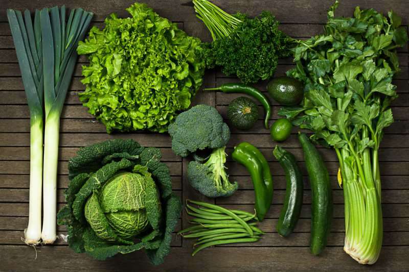 Grönt symboliserar grönsaker och hälsa