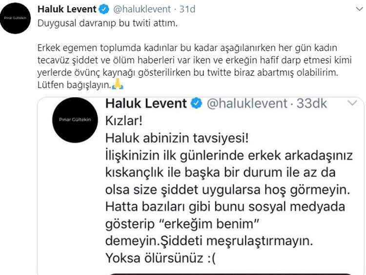 Haluk Levent Pınar samlade en reaktion efter den delning han gjorde efter Gültekins mord!
