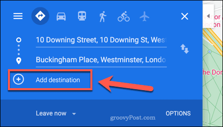 Lägga till en ny destination på en Google Maps-ruttkarta