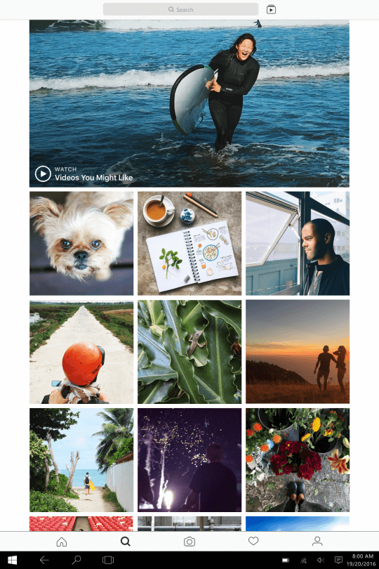 instagram Windows 10 surfplatta