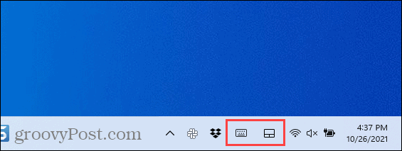 Aktivitetsfältets hörnikoner i Windows 11