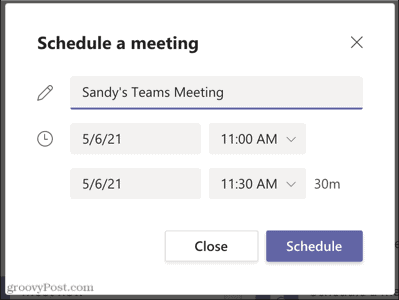 Ställ in ett möte i Microsoft Teams för senare