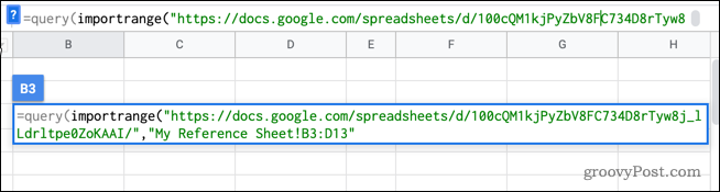 utbud av importsortiment i Google Sheets