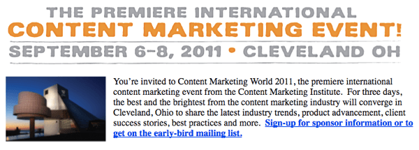 Content Marketing World 2011 inspirerade Mike till att skapa en live-konferens.