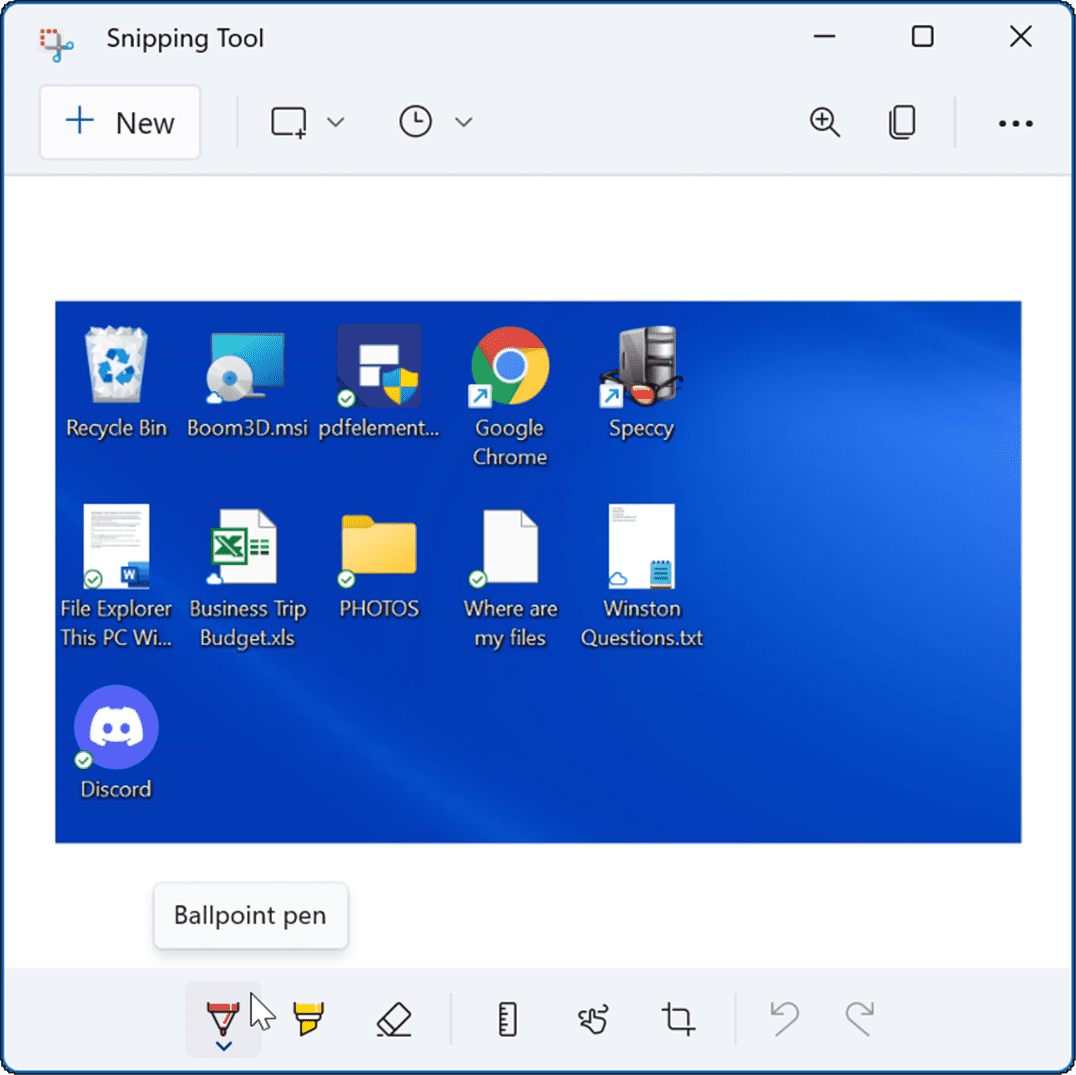 redigera eller kommentera skärmdump Windows Snipping Tool