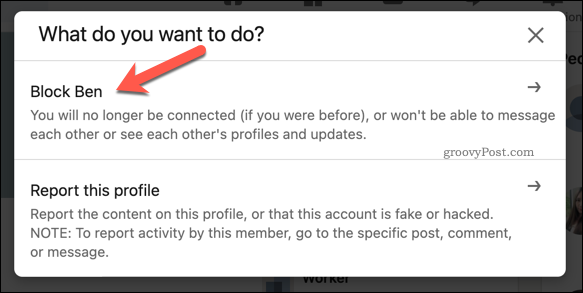 Alternativ för att blockera eller rapportera en LinkedIn-användare