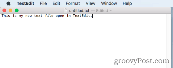Textfil öppnad i TextEdit på Mac