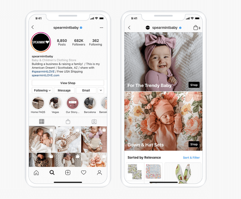 Från och med sommaren i USA tillåter Instagram Shop att användare kan bläddra i produkter och utforska samlingar direkt a dedikerad shoppingflik som finns inom Instagram Explore som tar användare direkt till ett varumärkesbutik eller kan köpas inlägg.