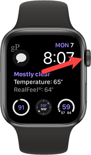 Tryck på den digitala kronan på din Apple Watch
