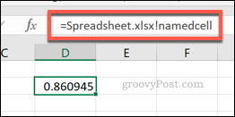 En namngiven cellreferens från en extern Excel-fil