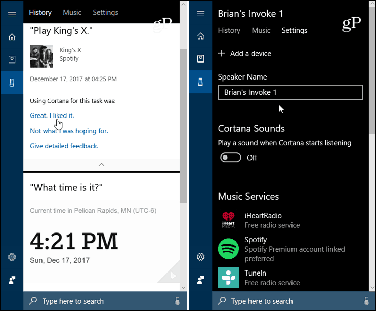 Cortana Windows 10 påkallar inställningar