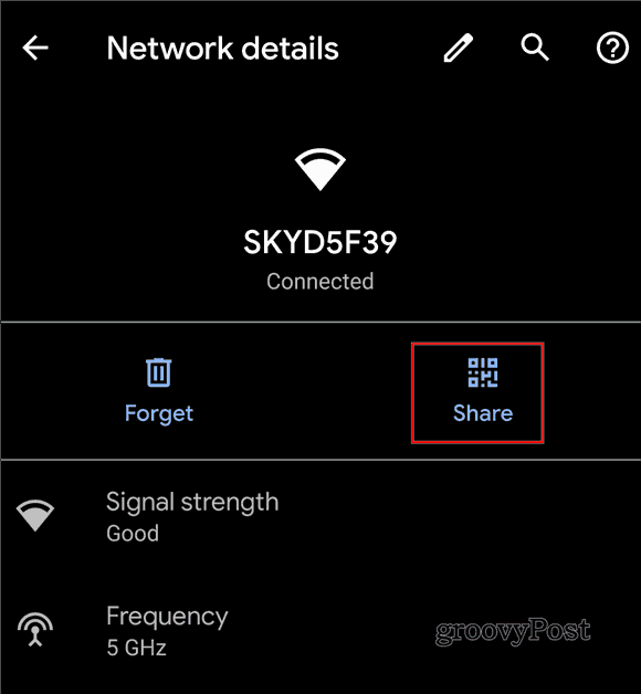 Android 10 dela WiFi QR-kod delningsskärm