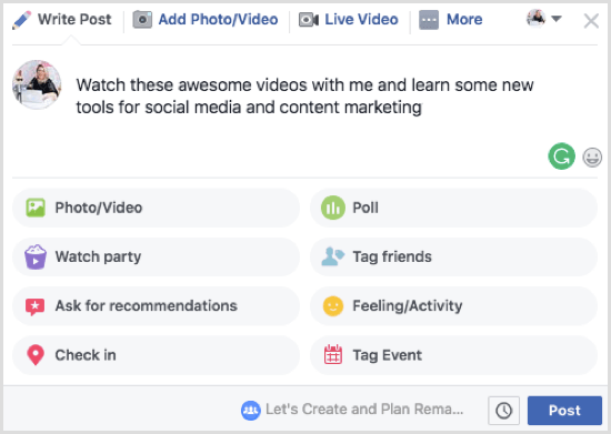 Om du planerar att dela en serie videor i ditt Facebook-klockfest, gör det tydligt i beskrivningsrutan.