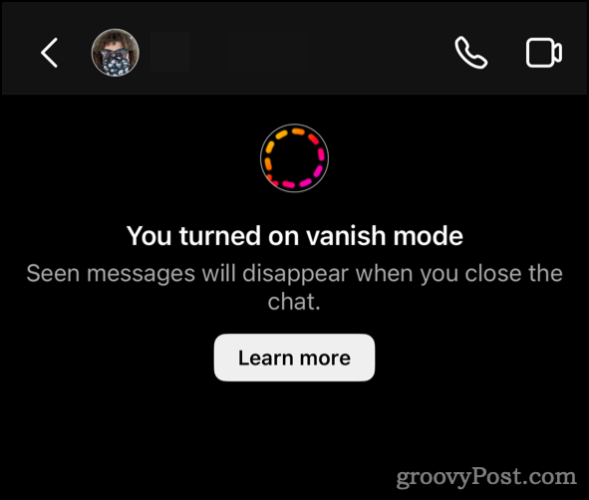Vanish Mode aktiverat
