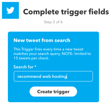 Skapa en IFTTT-applet som utlöses av en Twitter-sökning.
