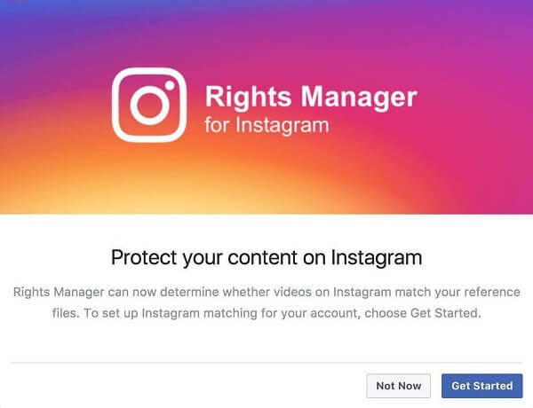 Instagram verkar ha aktiverat Rights Manager för Instagram.