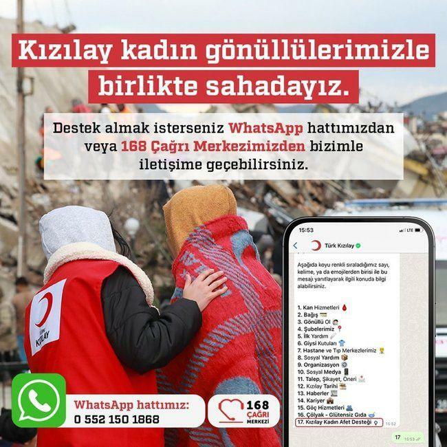 Turkiska Röda Halvmånen etablerade en whatsapp-linje för jordbävningsoffer