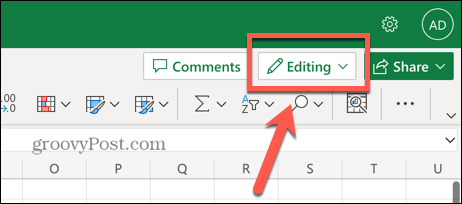 Redigeringsalternativ för Excel-webbapp