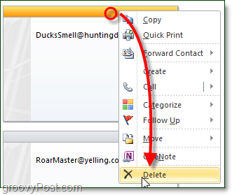 Radera eller radera kontakter som inte är sparade i Outlook 2010 2007