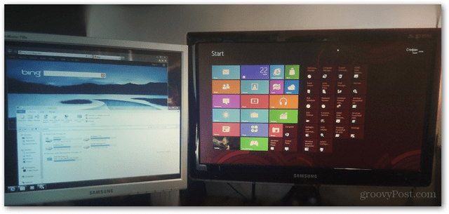 windows 8 dual monitor setup metro desktop kombination inställning multitask bild