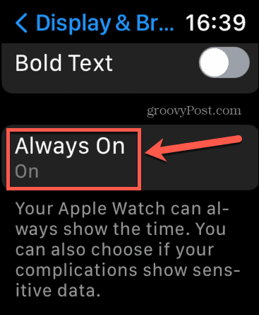 Apple Watch alltid på inställningar