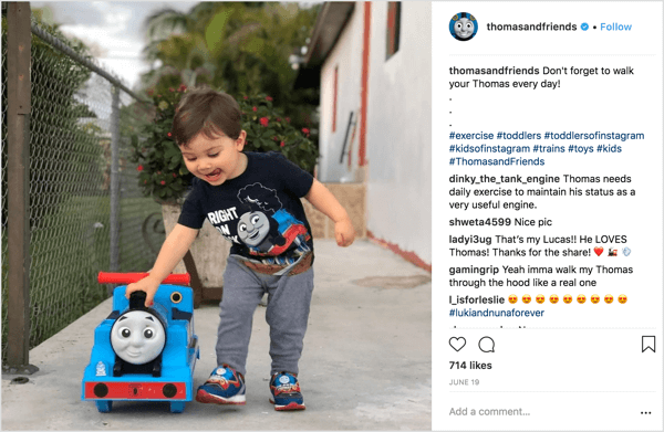 Thomas & Friends delar bilder som skickats in av föräldrar till barn med varumärkets varor.