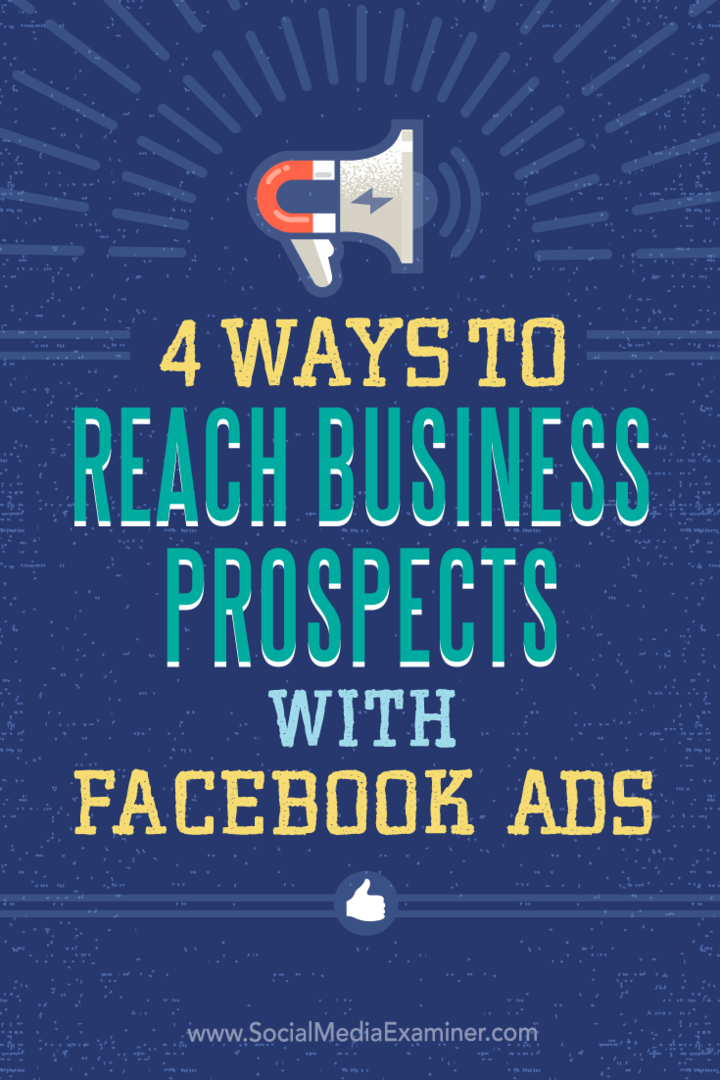 Tips om fyra sätt att rikta in sig på med Facebook-annonser.
