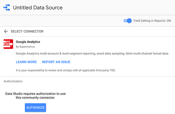 Så här ansluter du en datakälla till Google Data Studio, tips 2