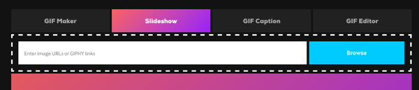 Klicka på bildspel för att skapa en GIF från en serie bilder.