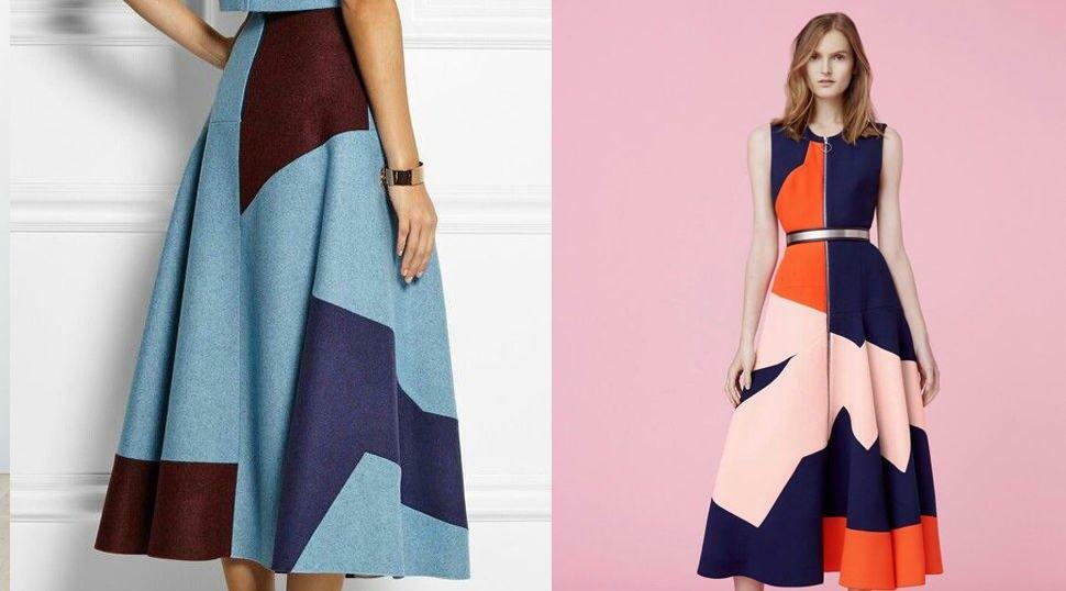 Colour block klänning och kjol modeller