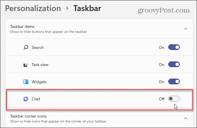 Inställningar för chattknapp växlar windows 11