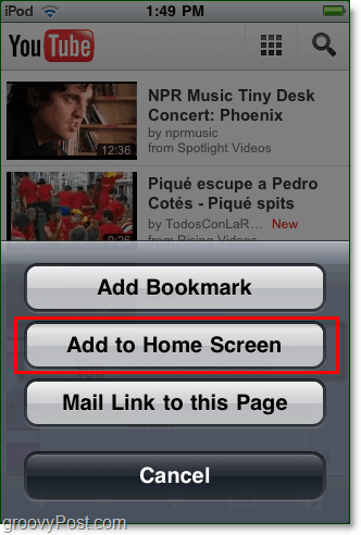 lägg till YouTube till iphone som genväg