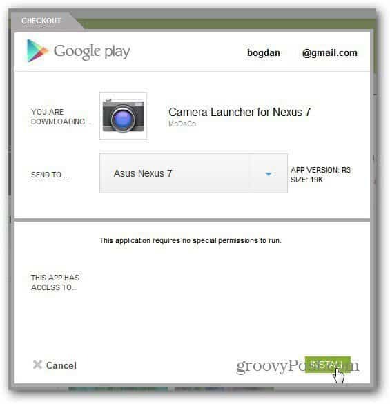 google nexus 7 installera kamera