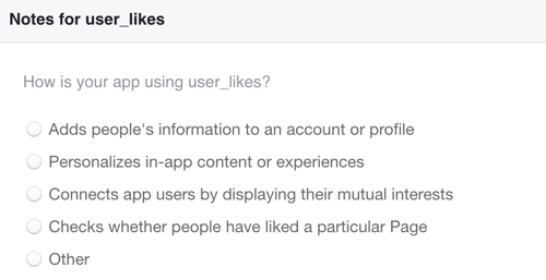Förklara hur du kommer att använda Facebook gillar data du samlar in.