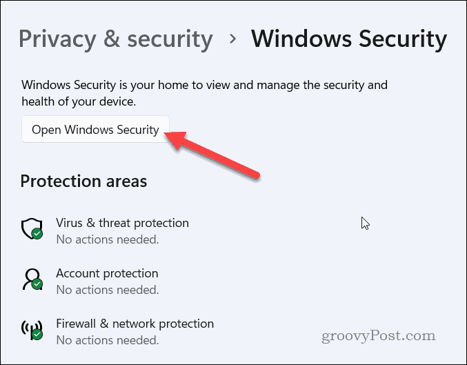 Starta Windows Security på Windows 11