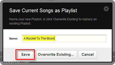 namnge din Grooveshark-spellista