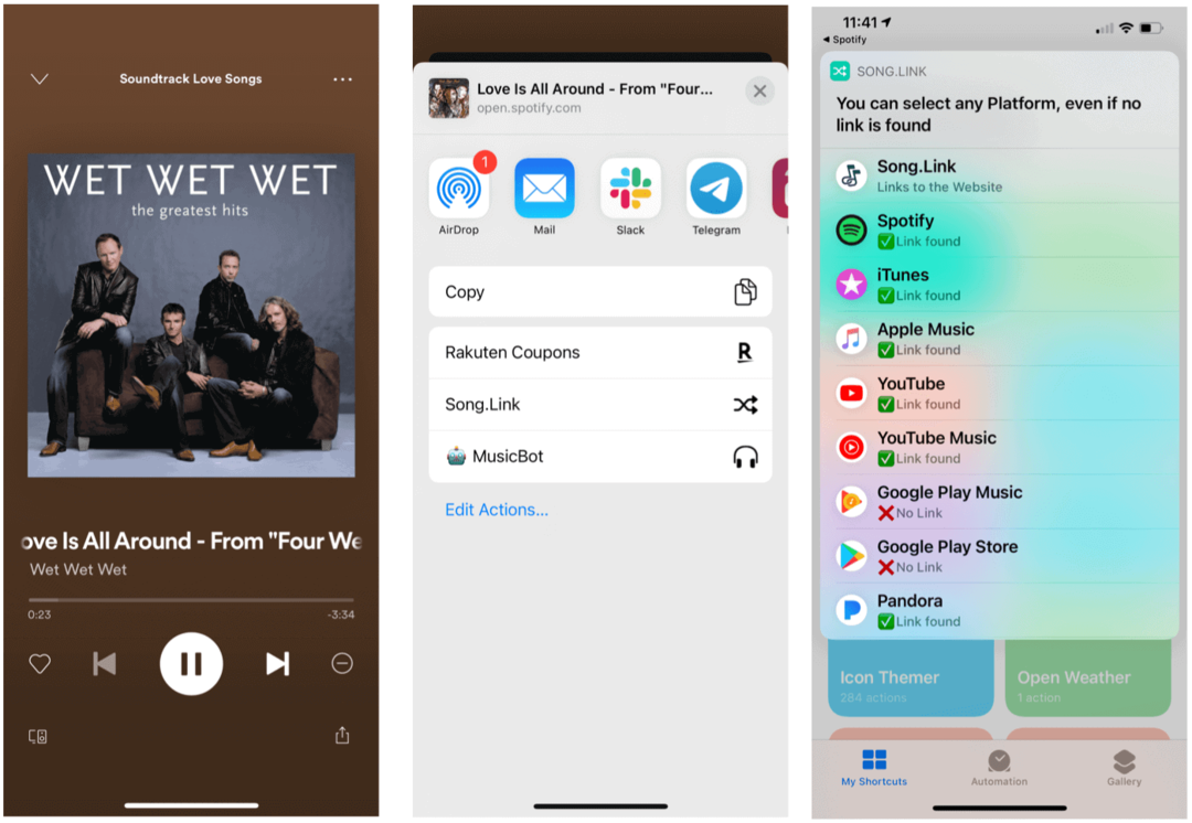 Siri Genvägar för Spotify Siri delar låtar